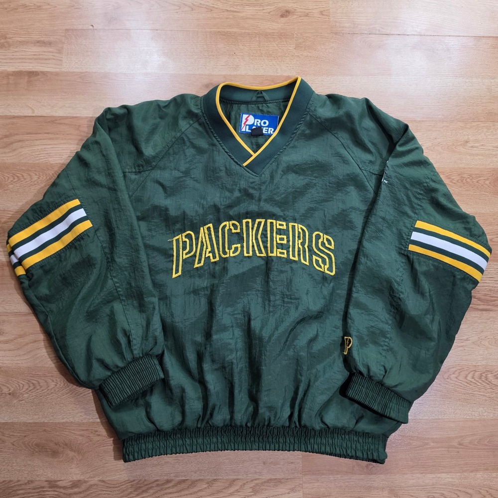 Vintage Pro Player Green Bay Packers Pullover Mens XL Windbreaker NFL Experience